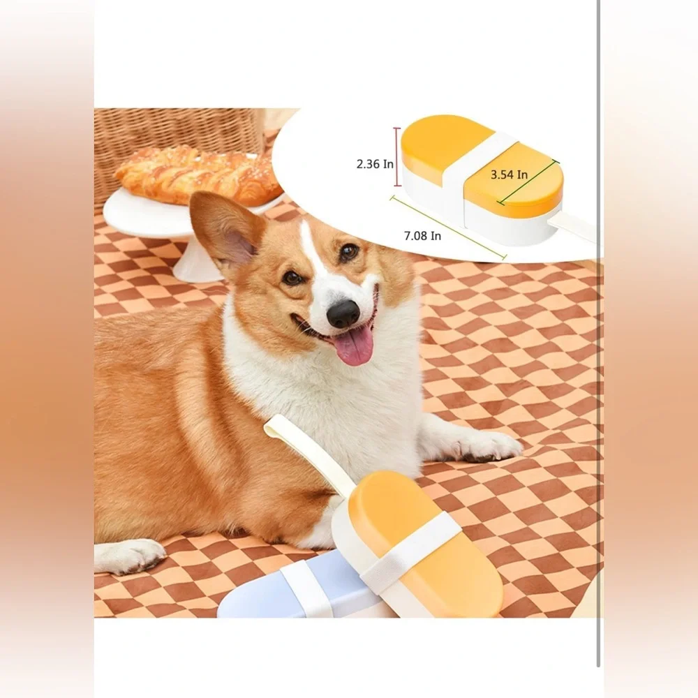 Portable Dog Food and Water Bowl - Yellow and Blue Bundle of 2